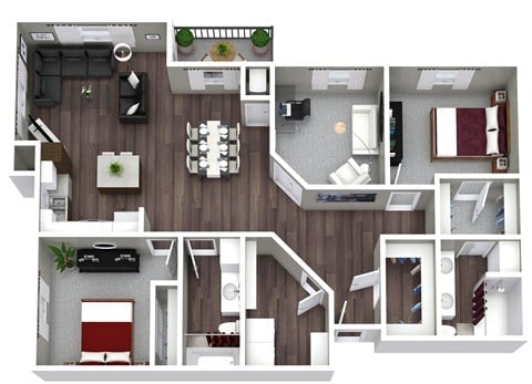 Floor plan for 2 beds, 1.8 baths, 1508 sqft
